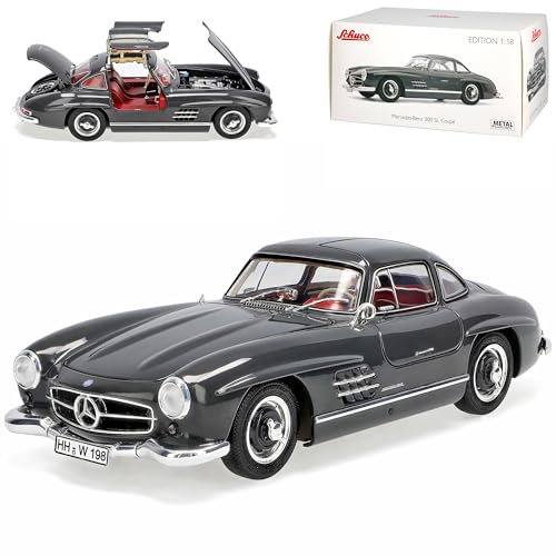Mercedes-B 300SL SL-Klasse Coupe Grau W198 1954-1963 Flügeltürer 1/18 Schuco Modell Auto mit individiuellem Wunschkennzeichen