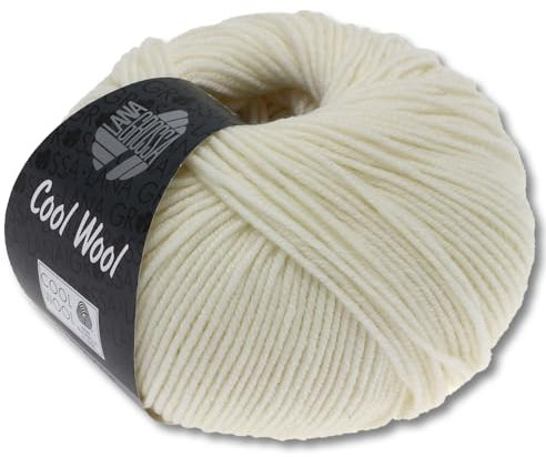 Frida's Wollhaus Lana Grossa 50 g Cool Wool Merinowolle Wolle Garn Häkeln Stricken 38 Farben (432 | Ecru)