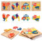 4 Stück Holzpuzzle für Kinder, 3D Montessori Rätsel Tier Delfin Flugzeug Fahrzeugform Vorschule Lernblöcke Lernspielzeug für Babys Kleinkinder Jungen Mädchen Geburtstagsgeschenke