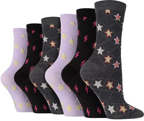 WILDFEET 6er Pack Damen Gestrickt Socken Atmungsaktive Weiche Baumwolle Stiefelsocken | Neuheit Socken
