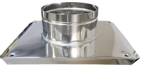 Placa base, acero inoxidable, placa de apoyo, placa base para chimenea, placa de suelo, soporte tubo de salida de humos, campana de chimenea, accesorio para chimenea - Diámetro 180mm