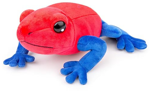 PuffPurrs Realistisches Erdbeergift-Pfeil-Frosch, Stofftier, Frosch und Kröte, Plüsch, Regenwaldtier-Figuren, weiches Kawaii-Frosch-Geschenk für Kinder, Mädchen, Spielzeug, Baby-Geschenk,