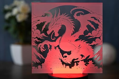 Optechvisual Magische Drachen-LED-Tischlampe: Japanische Kunst und dynamische Drachenbeleuchtung für Fantasy-Deko und Sammlerstücke