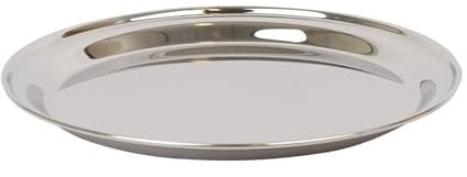 Argon Tableware 25.5cm Serving Platter - Stainless Steel Chrome Dinner Tray Round Tray Plate Small Appetizer Serving Dishes for Party, Events, Table Service, Snack Platters