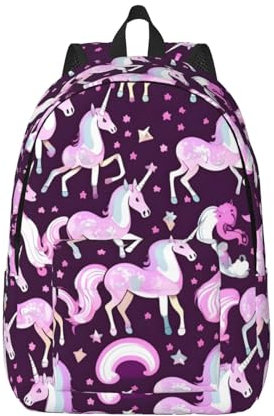 DRTGEDS Mochila de lona roja de unicornios para hombres y mujeres, mochila casual, mochila para laptop, bolsa de viaje para la universidad, senderismo, Negro -, S