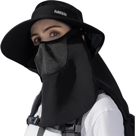 TAGVO Sombrero para Mujer y Hombre, Sombrero de Sol Al Aire Libre UV con Protector de Cuello, Impermeable y Transpirable Sombrero de Pescador Trekking Senderismo Safari Verano Boonie Bucket