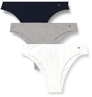 Tommy Hilfiger Damen 3 Pack Dipped Brazilian Uw0Uw05968 Brasilianisch, Purple (Lt Grey Htr/White/Navy Rib), M