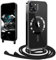 CaseLover Coque avec Cordon Compatible avec iPhone 15, Coque Magnétique de Cellulaire Corde Transparent Silicone Étui en Galvanisé avec Réglable Collier Téléphone Chaîne Lanyard Case Housse, Noir