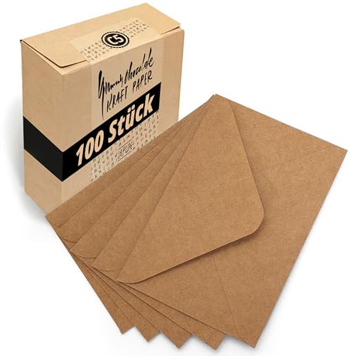 Japun – Briefumschläge (100 Stück) aus Kraft-Papier, Kuvert, Umschlag ohne Fenster - DIN C5-220 x 156 mm - braun
