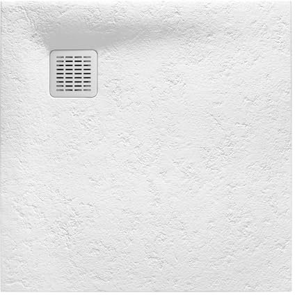 ROCA Receveur de douche POLO+ résine Stonex antidérapant et découpable - Avec grille - Blanc mat 90x90cm