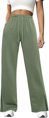 Totatuit Pantaloni Tuta Donna Y2K Cotone Comodi Pantaloni Sportivi Solid Larghi Larga Dritta Palazzo Pantaloni a Vita Alta Elasticizzati Casual con Tasche Adatti a Tutte Le Forme di Gamba