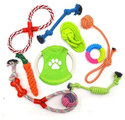 Purrfect Doggy Durable Dog Rope Toys Pack of 10 - Indestructible Chew Toys for Aggressive Chewers, Large & Medium Dogs - Interactive Cotton Rope Chew Toys for Training, Teething & Play