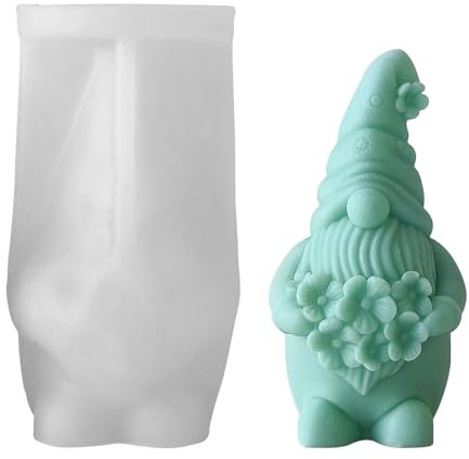 3D Wichtel Figuren Silikonform Weihnachten DIY Gartenzwerge Silikon Gießformen Wichtel Kerzenhalter Gießformen Wichtel Silikonformen Wichtel Gießform Silicone Mold für Backen Seife (B)