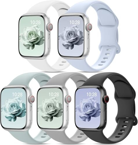 Silikon Armbänder Kompatibel mit Apple Watch-Armband 44 mm 45 mm 46 mm 49mm 42 mm (Serie 10) Damen und Herren Sport Armbändern für iWatch Serie 10 9 8 7 6 5 4 3 2 1 SE
