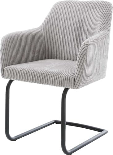DELIFE Schwingstuhl Greg-Flex Freischwinger rund Schwarz Cord Silbergrau Taschenfederkern