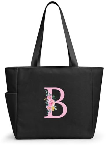 KALIDI Handtasche Damen A-Z Reißverschluss Schultertasche,Personalisierte Initialen Tragetasche Geschenke für Damen,Strand,Reisen,Einkaufen,Schule