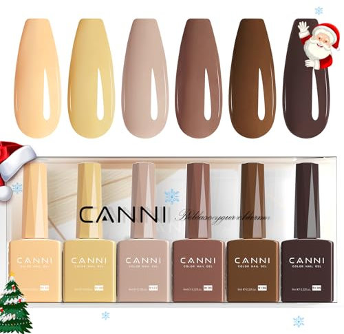 CANNI UV Nagellack Set 6 Farben gelb braun yellow borwm Gellack Nagellack Gel Polish Set Gelnägel Set UV Gel für Nägel C2337