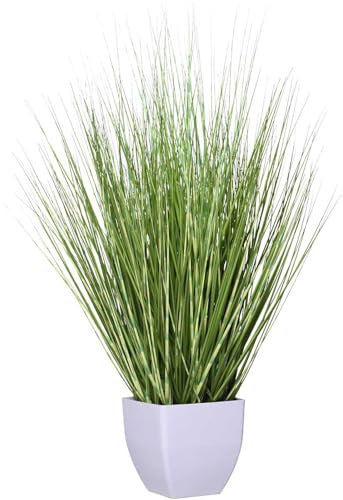 VIVANNO Kunstgras Kunstpflanze im Topf Deko-Gras künstlich Zebra grün (60 cm)