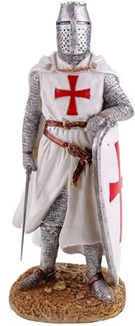 Kremers Schatzkiste Knight Templar Figure with Sword and Shield, Hand-Painted, 26 x 9 cm, Polyresin Statue, Perfect Collectible & Gift for History & Medieval Fans