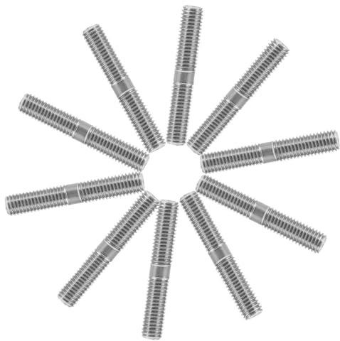 Tofficu 10 Stück Doppelendbolzen Aus Edelstahl M10x1,5 Feingewindeschrauben Metall Gewindebolzen Für Radumbau Reparaturen Korrosionsbeständig Mehrzweck