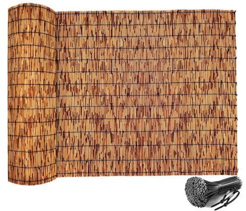 Canniccio Bambu per Esterno, Recinzione in Canna Naturale 50 60 70 80 90 100 110 120 130 140 150 160cm Staccionata in Legno per Giardino Cannette Bambo per Recinzioni E Piscina Decorazioni