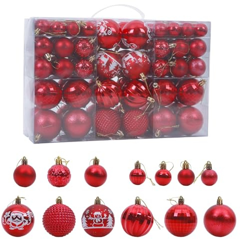100 Stück Weihnachtskugeln, bruchsichere Kugeln, Weihnachtsbaumschmuck, Ornamente für Weihnachtsdekoration (rot)