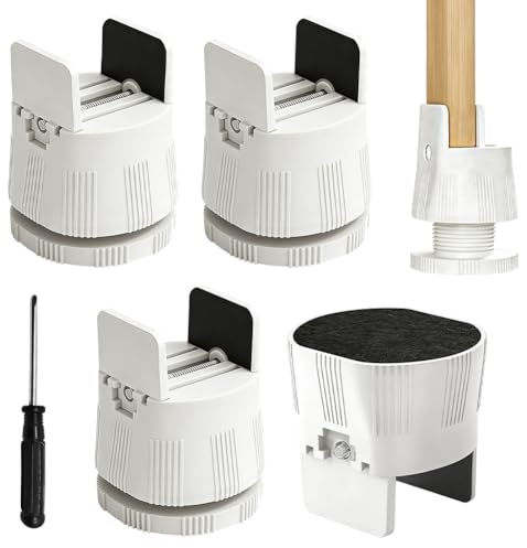 Fouvin Lot de 4 rehausseurs de meubles réglables pour pieds de chaise carrés et ronds de 10 mm à 50 mm de large, avec tournevis, pieds de rehausseur de table pour canapés, tables basses, patins de