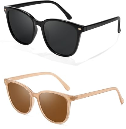 Myiaur 2er Pack Sonnenbrille Damen Groß Polarisierte Trendige Sonnenbrille mit UV400 Schutz für Autofahren
