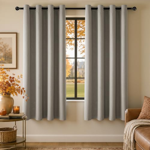 HushLoom Verdunklungsvorhänge Gardinen 100% Blackout Leinenoptik H 175 x B 140 cm Taupe Thermovorhang Vorhänge mit Ösen 2er Set für Schlafzimmer Wohnzimmer Kinderzimmer