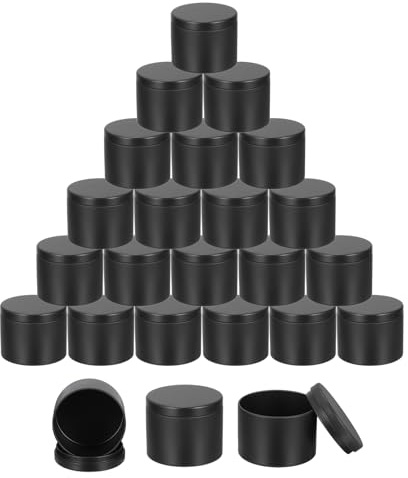 QUARKZMAN 24 Pièces Boîtes À Bougies Vides 4oz Avec Couvercles Pour Faire Des Bougies, Noir