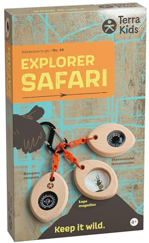 Terra Kids Outdoor Tool für Kinder ab 4 Jahren – Kompass, Lupe & Thermometer am Karabiner, handlich, robust, perfekt für Wald, Garten & Camping – 2012395001