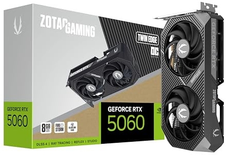ZOTAC Gaming GeForce RTX 5060 Twin Edge OC DLSS 4 8GB GDDR7 128-bit 28 Gbps PCIE 5.0 Scheda grafica da gioco, SFF-Ready Compact Card, ZT-B50600H-10A