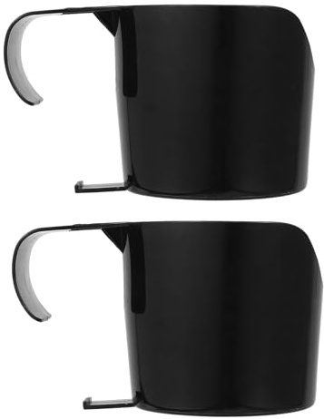 Outanaya Lot de 2 Porte-gobelets en Plastique Résistant PP Noir, Porte-gobelets Bord Piscine pour Bouteilles et Canettes, Accessoires de Piscine Pratiques et Multifonctionnels
