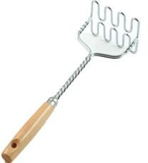 Humbert und Brandt Kartoffelstampfer mit Holzgriff - Silber - Kartoffelpüree, Möhrenbrei - FOOD_MASHER - Masher - Küchenmaschine
