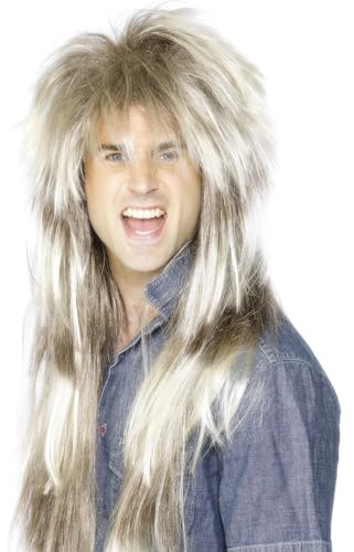 Smiffys 80s Mega Mullet Wig, Blonde & Brown, 1980's Fancy Dress, 1980s Dress Up Wigs Halloween