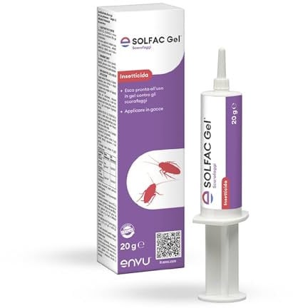 Envu, Solfac Gel Scarafaggi, Insetticida, Pronto all'Uso, con Beccuccio di Precisione, Applicazione nelle Fessure ed Aree Nascoste, 20g