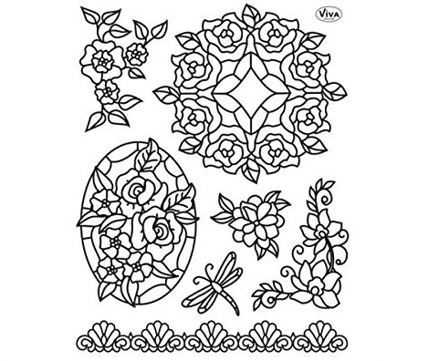 Viva Decor Clear-Stamps (Tiffany-Style mit Libelle) Silikon Stempel - Prägung Stempel - DIY Dekoration stanzen - Stempel Silikon - DIY Stamp - Stempel Prägung - Designed in Germany