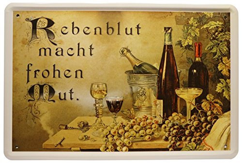 Tin Sign with Retro Vines Blood Power frohen Courage 20 x 30 cm sheet 1088