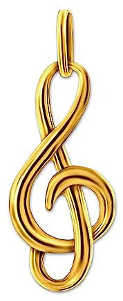 CLEVER SCHMUCK Goldener Damen Anhänger kleiner Notenschlüssel 16 mm schlicht und glänzend 333 Gold 8 Karat für Musikfreunde im Schmucketui