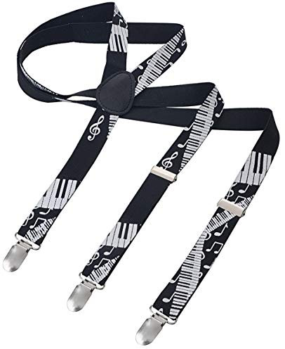 Herren Damen Long Hosenträger Y Form Style 3er Clips elastisch Schmal Unifarbe und Bunt mit verschiedenen Motiv, Mehrfarbig (6),Gr. One Size