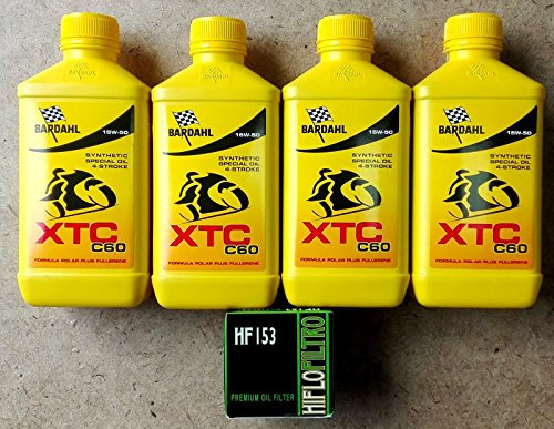 KIT TAGLIANDO PER DUCATI MONSTER 1100 2008 - 2010 TWIN SPARK CON 4 LITRI DI OLIO BARDAHL XTC C60 15W50, 1 FILTRO OLIO HIFLO HF153