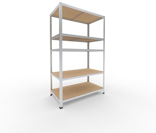 shelfplaza® 180x110x60cm Home Schwerlastregal verzinkt/Metallregal mit 5 Böden/Kellerregal Metall, Garagenregal, Werkstattregal oder Regal Lagerregal/Steckregal Metall mit 175kg Tragkraft