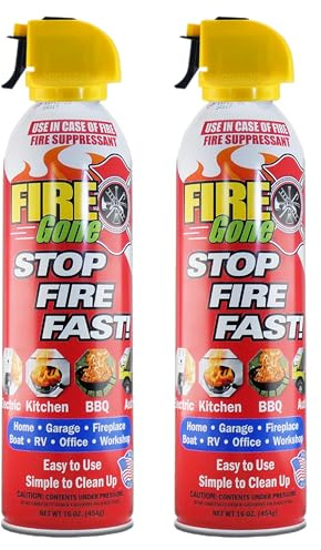 Fire Gone 2NBFG2704 White/Red Fire Suppressant Canisters - 16 Ounce, (Pack of 2 Units)