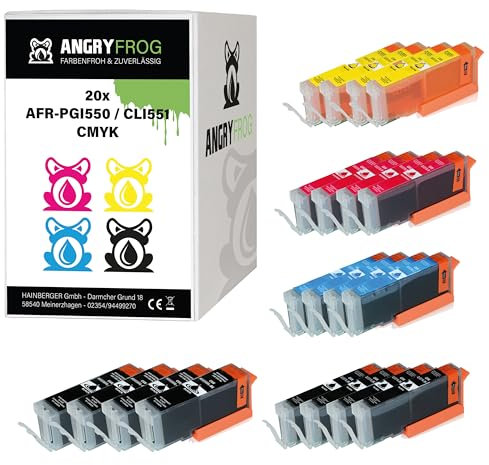 20x XXL Patronen für Canon Pixma IP7250 MG5450 MG6350 MX725 MX925 PGI-550 CLI-551