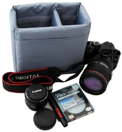 Yimidear Sac Imperméable SLR DSLR TLR Insert Housse de Protection Sac pour Appareil Photo Antichoc Partition Rembourrée pour DSLR Shot ou Flash Light (S:22cm(L) x 20cm(H) x 11cm(W))