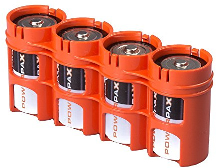 Storacell Powerpax D Battery Caddy, Orange,4-Pack