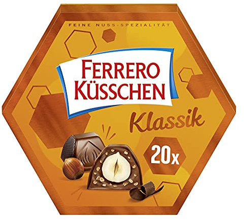 Ferrero Küsschen Klassik – Knackig geröstete Haselnuss umhüllt von feiner Schokolade – 1 Packung à 20 Einzelpralinen