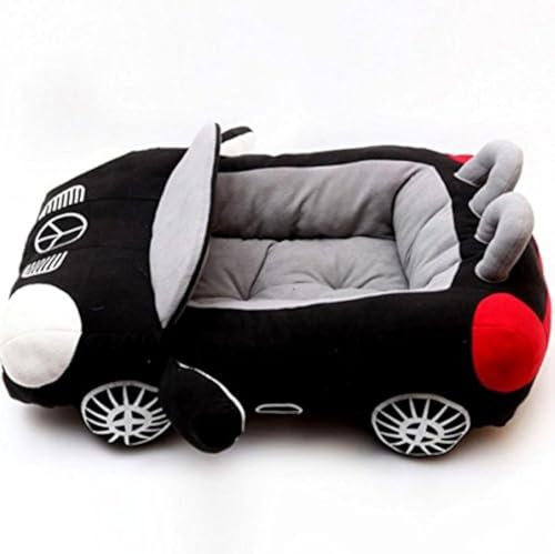 BADASS SHARKS Cool Sports Auto Form Pet Hundebett House Chihuahua Yorkshire kleine Hund Katze Haus Wasserdicht Warm Soft Puppy Sofa Käfig Schwarz/Gelb/Rot, 76 * 50 * 20, schwarz