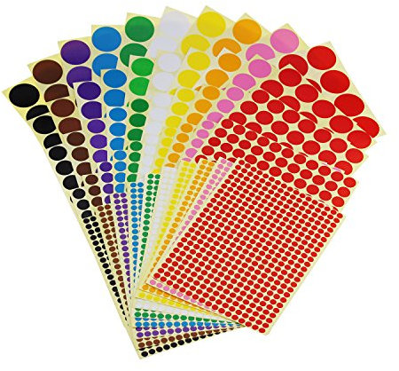 Klebrige Farbkodierungsetiketten, entfernbar, kleine Kreise, Punkte, Aufkleber, 10 Farben, insgesamt 50 Blatt