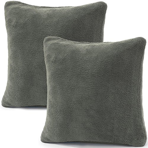 CelinaTex 2er Set Kissenbezug 50x50 cm Doppelpack Coral Fleece Kissenhülle, Dekokissen Bezug Sofakissenbezug Comfortable grau 5001336